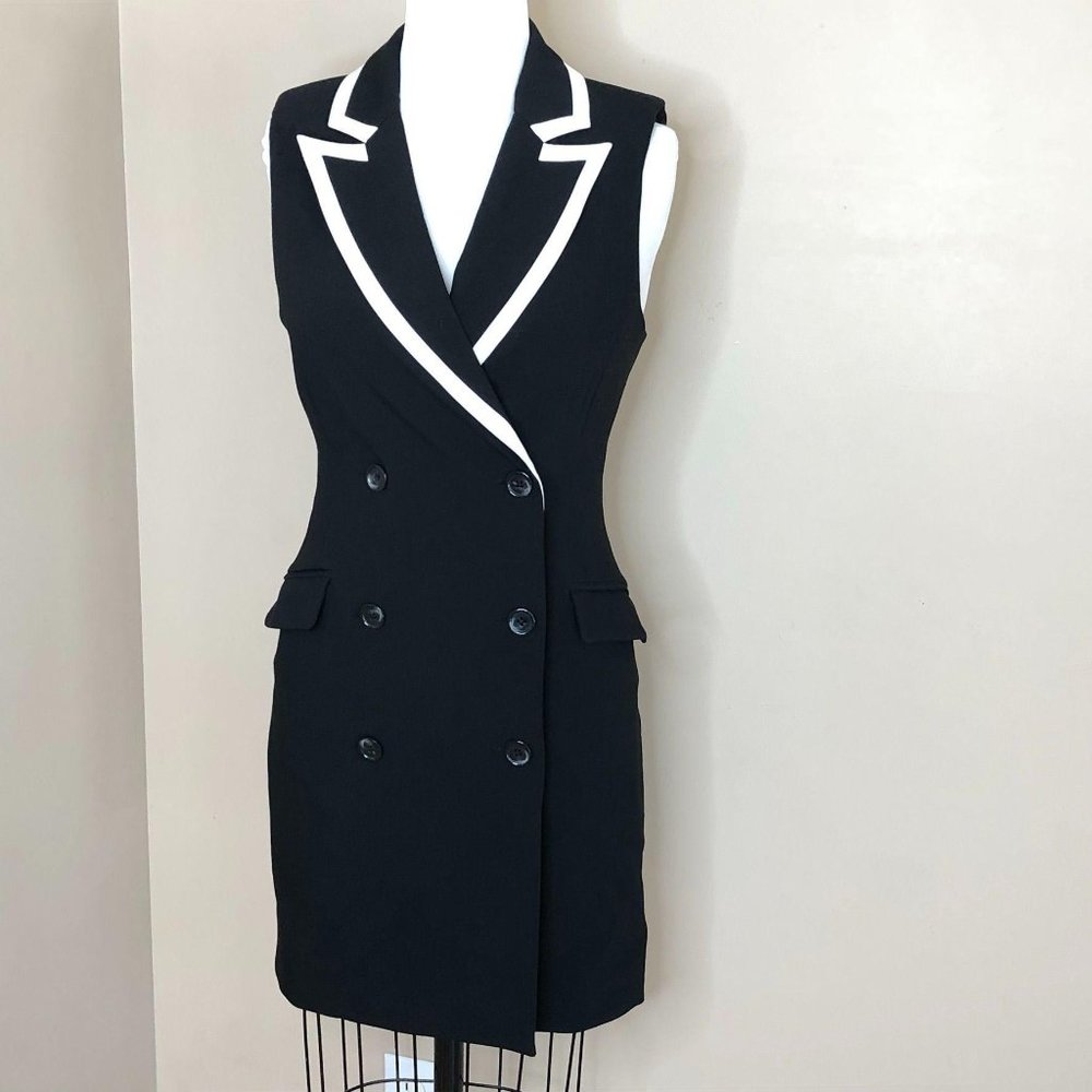 L'AGENCE Black and White Mini Dress